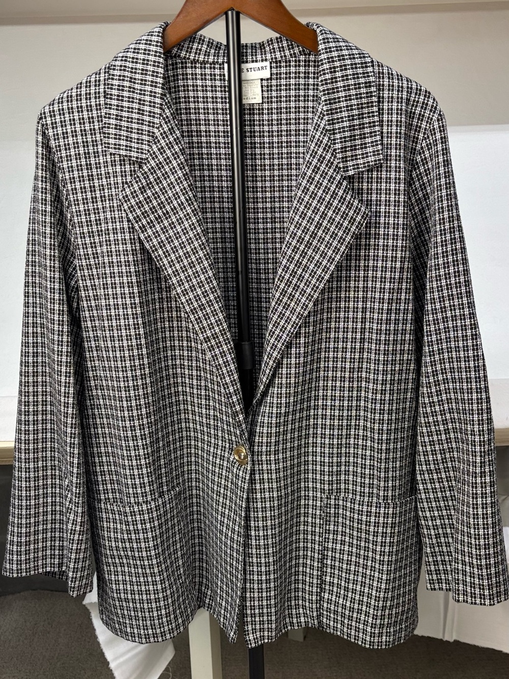 Vintage 80s Alice Stuart houndstooth blazer size medium.